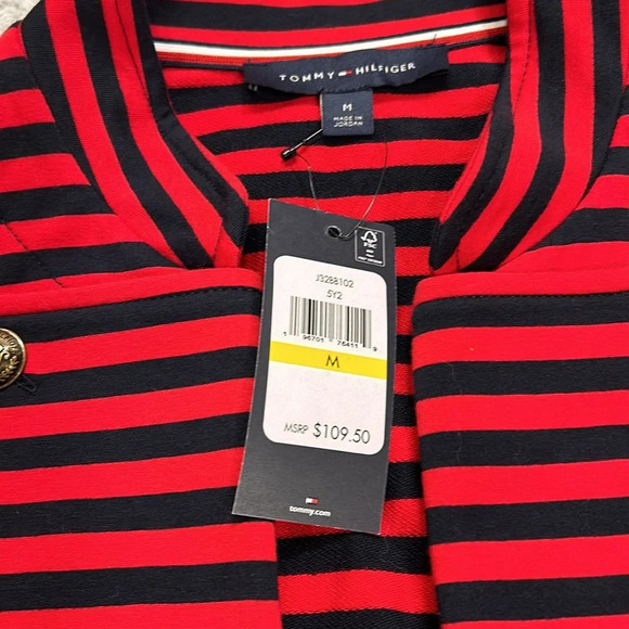 Tommy Hilfiger Old Money Military Red & Navy Sailor Open Front Blazer Cardigan M - Picture 4 of 7